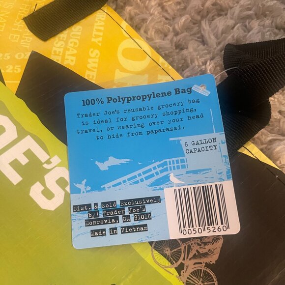 Trader Joe’s Reusable Grocery Bags Lot Of 2 California Avocado NWT - Picture 5 of 10